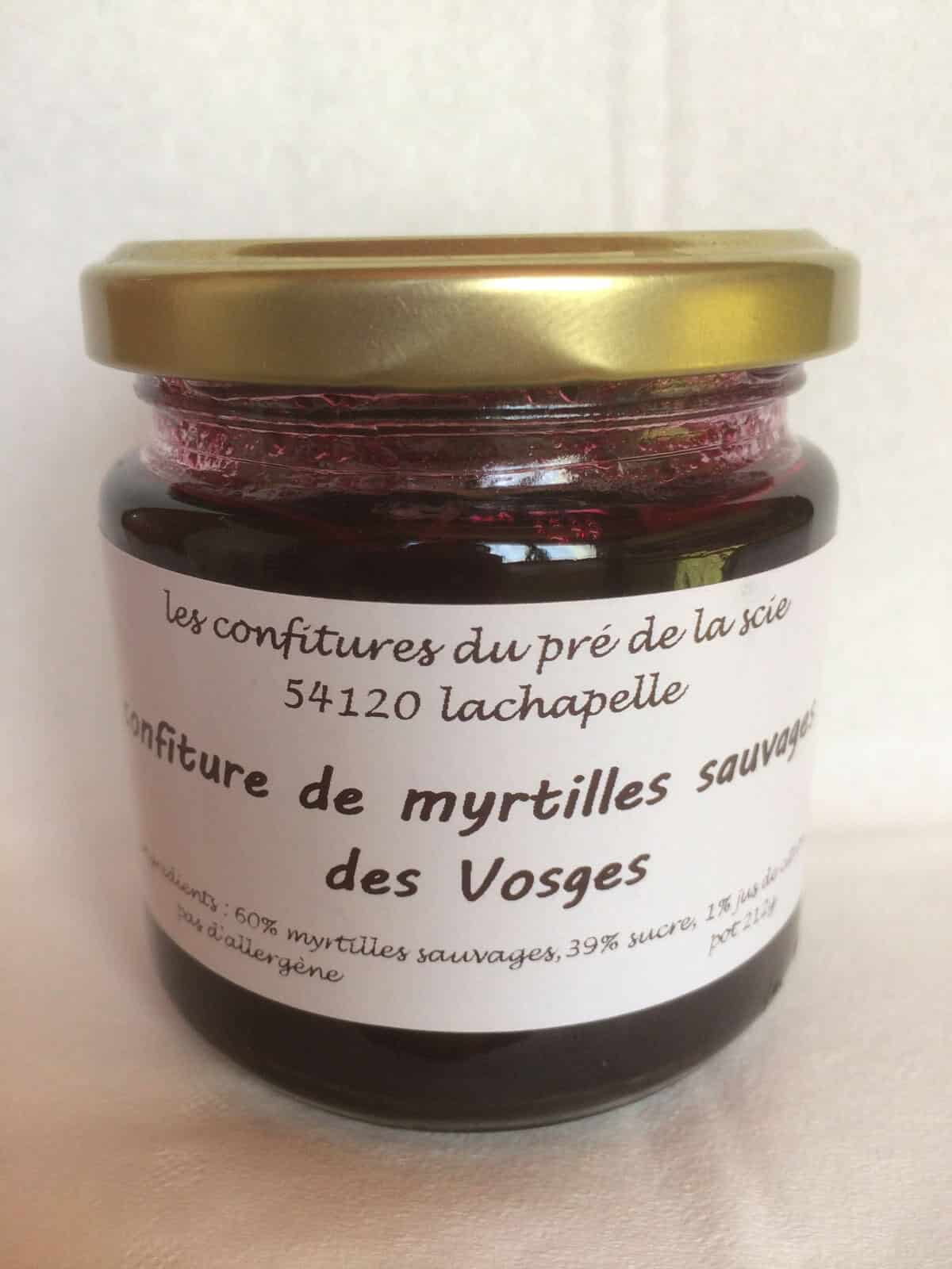 Confiture des myrtilles sauvages des Vosges 212g
